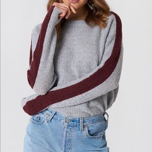 Contrast Sleeve Knitted Sweater